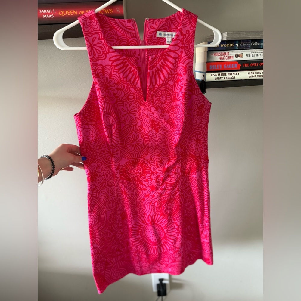 Southern Tide Pink Sheath Mini Dress V-neck Sleeveless